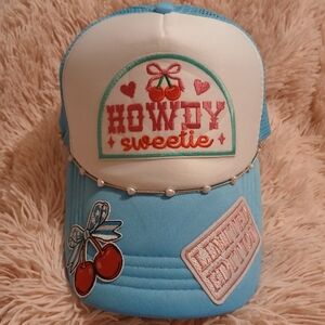 Howdy Sweetie Blue and White Cap
